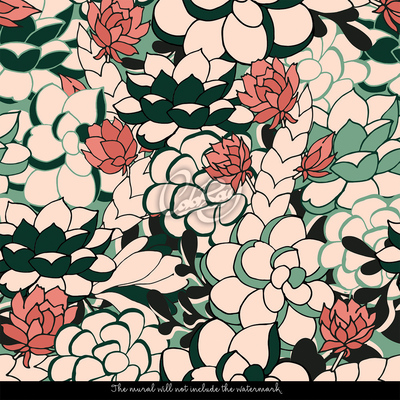 Papier peint adhésif Cactus à fleurs succulentes