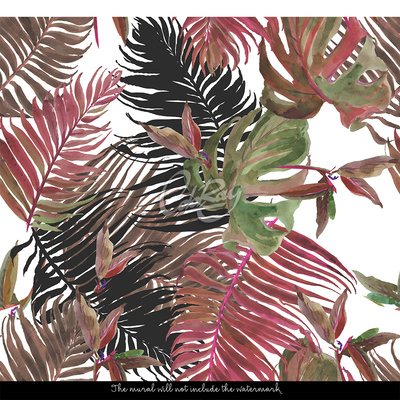 Papier peint adhésif Feuilles de Monstera colorées