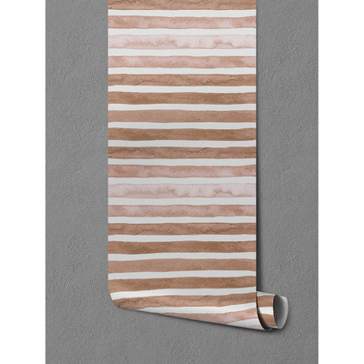 Tapisserie panoramique Rayures marron et blanches