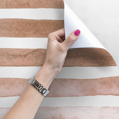 Tapisserie panoramique Rayures marron et blanches