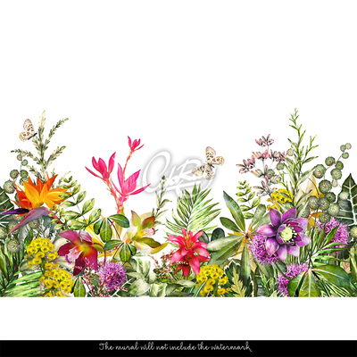 Papier peint panoramique Prairie exotique pleine de fleurs