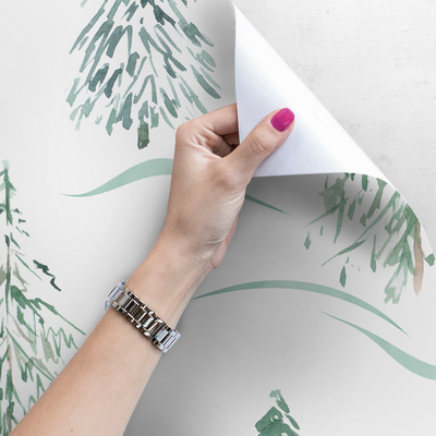 Papier peint adhésif Arbres de Noël à l'aquarelle