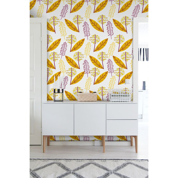 Papier peint panoramique Motifs de feuilles scandinaves