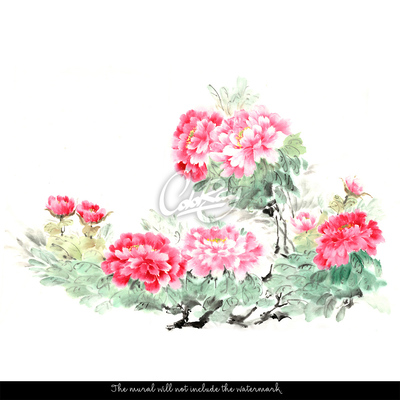 Tapisserie panoramique Fleurs de la tradition chinoise