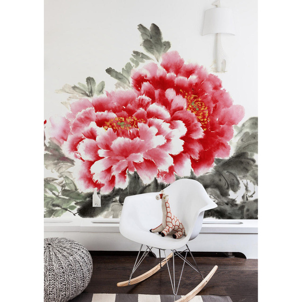 Tapisserie murale Roses chinoises peintes à la main