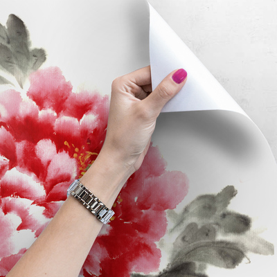 Tapisserie murale Roses chinoises peintes à la main