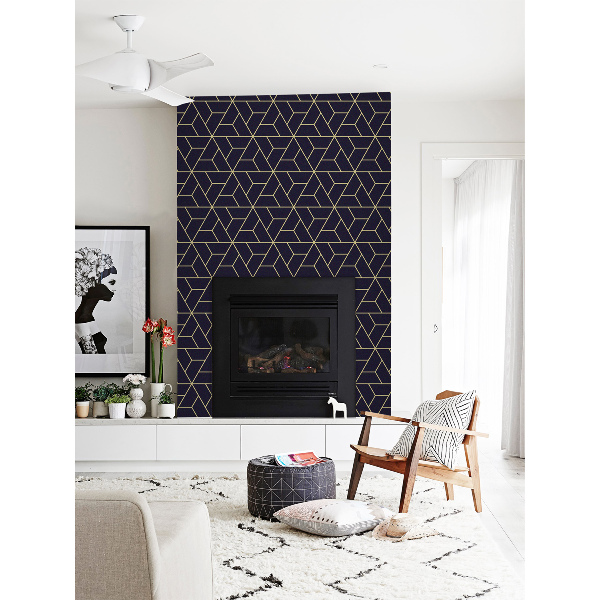 Papier peint Motifs géométriques bleu marine