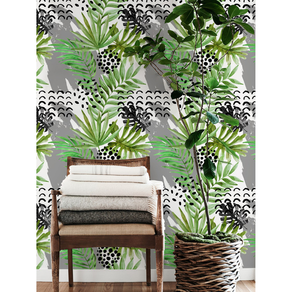 Tapisserie panoramique Palmier à l'encre