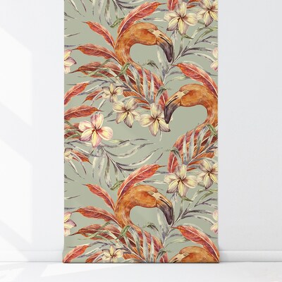Papier peint adhésif Flamants roses vintage