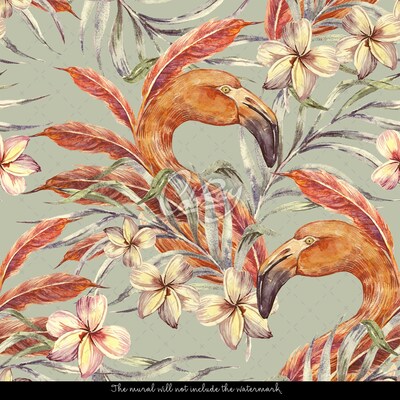 Papier peint adhésif Flamants roses vintage