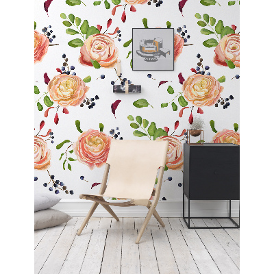 Tapisserie murale Des roses parmi les baies