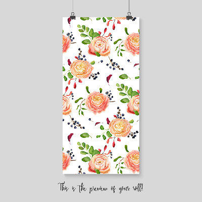 Tapisserie murale Des roses parmi les baies