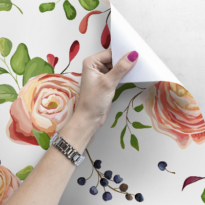 Tapisserie murale Des roses parmi les baies