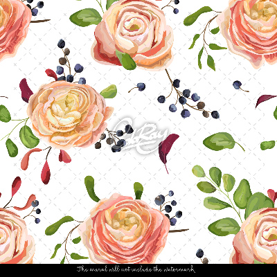 Tapisserie murale Des roses parmi les baies