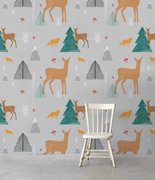 Papier peint adhésif Cerfs et arbres