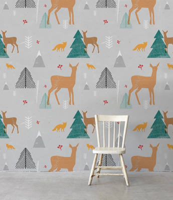 Papier peint adhésif Cerfs et arbres