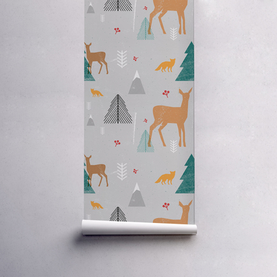 Papier peint adhésif Cerfs et arbres