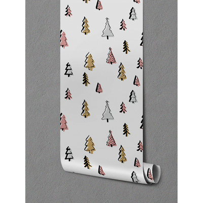 Tapisserie panoramique Arbres de Noël glacés