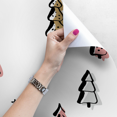 Tapisserie panoramique Arbres de Noël glacés