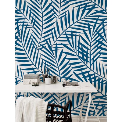 Papier peint Feuille de palmier bleue