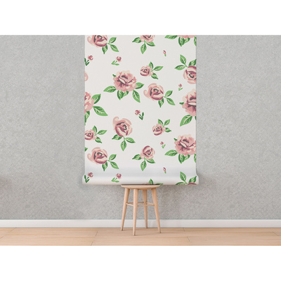 Papier peint panoramique Roses pastel en version légère