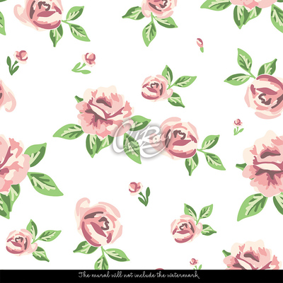 Papier peint panoramique Roses pastel en version légère