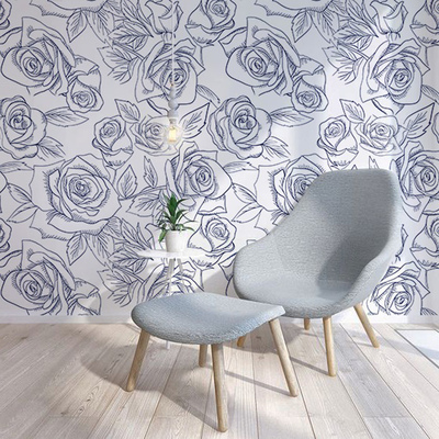 Tapisserie panoramique Le paradis sur terre ou les roses bleues