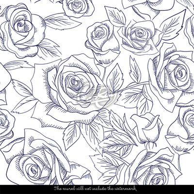 Tapisserie panoramique Le paradis sur terre ou les roses bleues