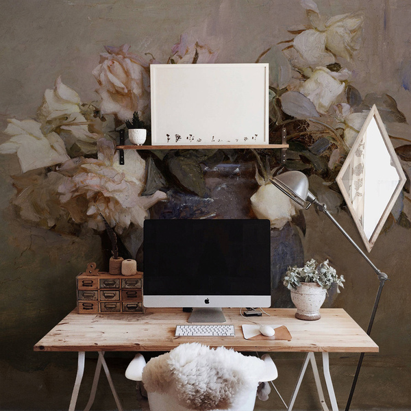 Tapisserie panoramique Vase magique rempli de roses