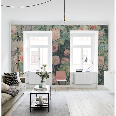 Tapisserie panoramique Un moment de repos dans la roseraie