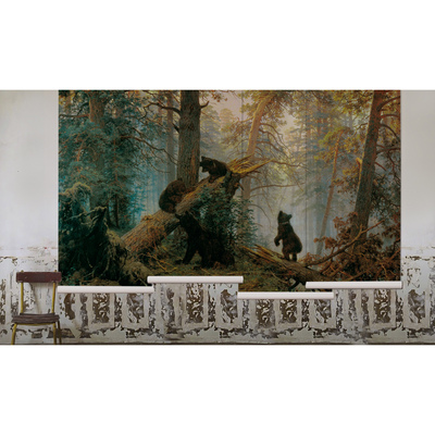 Papier peint panoramique Famille d'ours dans la forêt