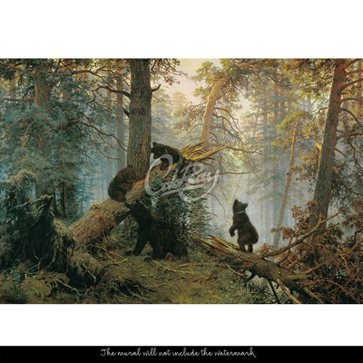Papier peint panoramique Famille d'ours dans la forêt