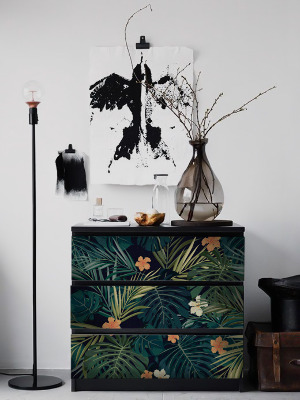 Autocollant IKEA Feuilles tropicales foncées