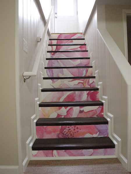 Autocollants pour escaliers Fleurs subtiles à l'aquarelle