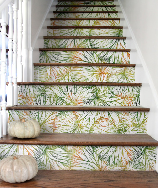 Autocollants pour escaliers Feuilles de printemps