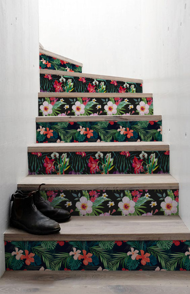 Autocollants pour escaliers Fleurs tropicales