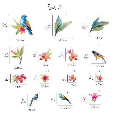 Autocollant mural Fleurs et oiseaux