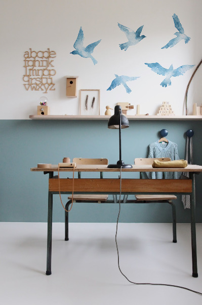 Autocollant mural Oiseaux bleus