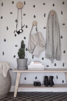 Autocollant mural Cactus noirs et blancs
