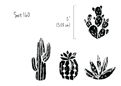 Autocollant mural Cactus noirs et blancs