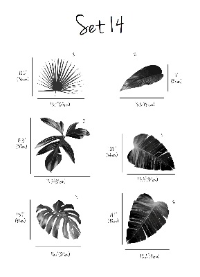 Autocollant mural Feuilles noires et blanches