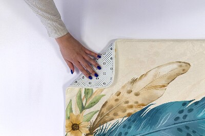 Tapis salle de bain Plumes et fleurs
