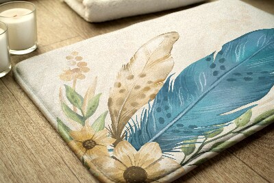 Tapis salle de bain Plumes et fleurs