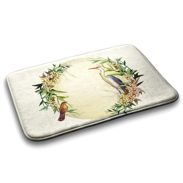 Tapis salle de bain Composition fleurs oiseaux