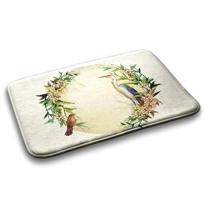 Tapis salle de bain Composition fleurs oiseaux