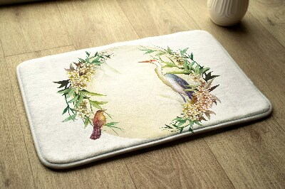 Tapis salle de bain Composition fleurs oiseaux