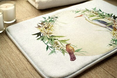 Tapis salle de bain Composition fleurs oiseaux
