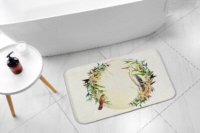 Tapis salle de bain Composition fleurs oiseaux