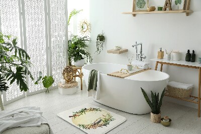Tapis salle de bain Composition fleurs oiseaux