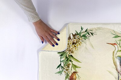 Tapis salle de bain Composition fleurs oiseaux